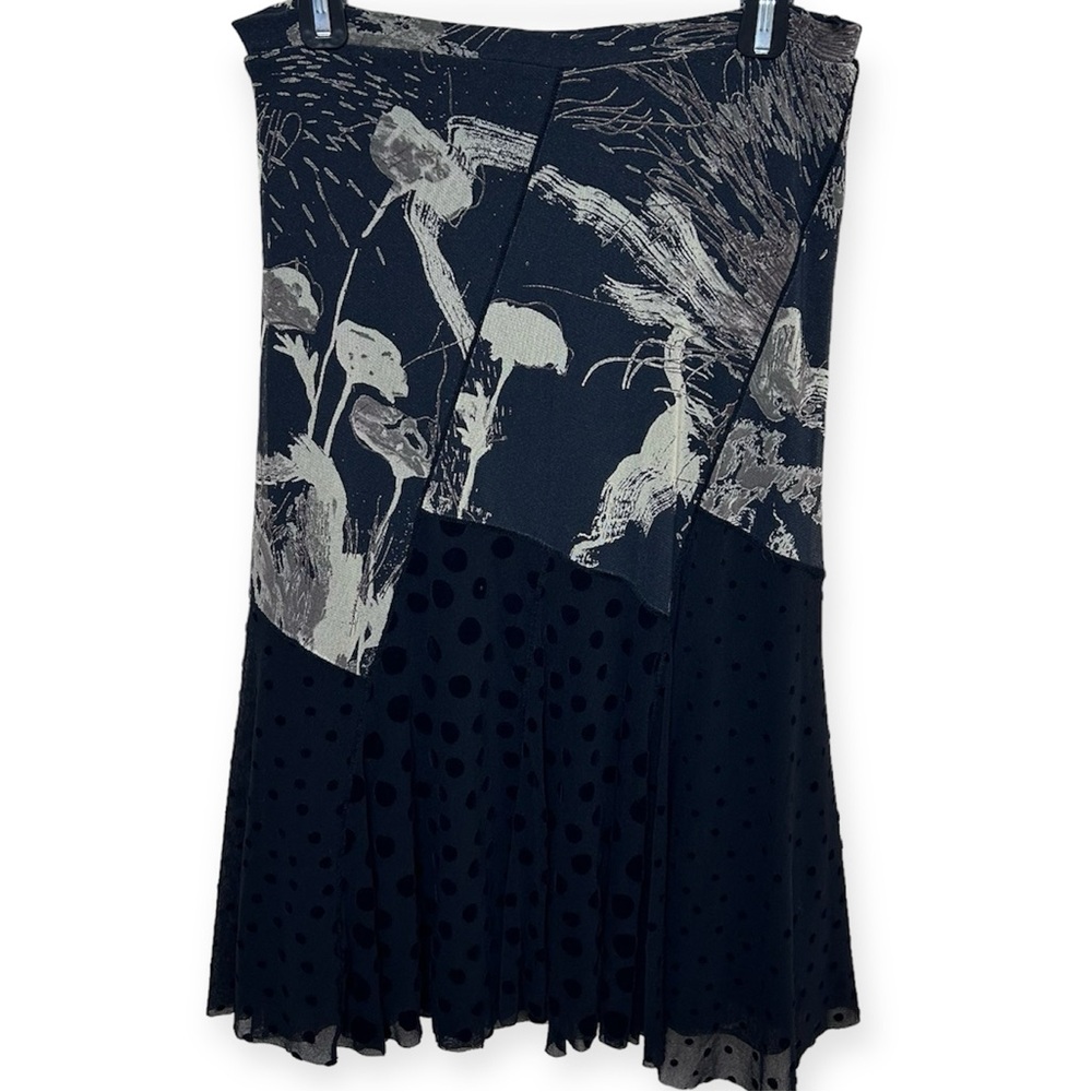 Fuzzy Midi Mesh Polka Dot Abstract Black Skirt - image 2